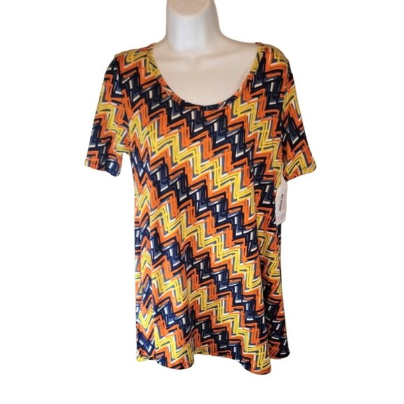 Lularoe Orange Blue Yellow Striped Perfect T XXS Oversize NEW NWT - Picture 1 of 3